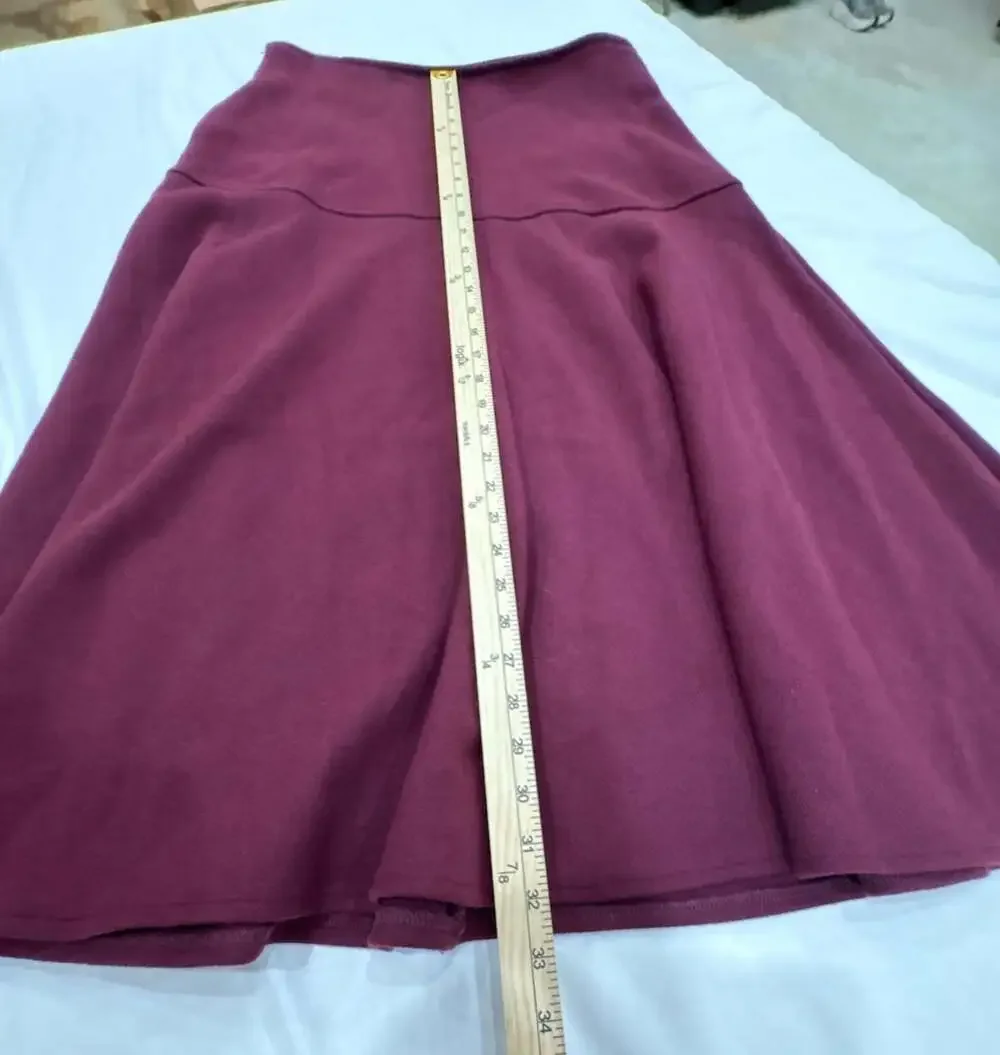 OGL Women's Solid A-Line Pull-On Skirt in Burgundy